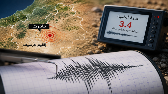 هزة أرضية معزولة بقوة 3.4 درجات تسجل بإقليم جرسيف دون تسجيل أضرار