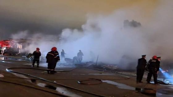 حريق مهول بسوق المتلاشيات وسوق الدجاج بإنزكان