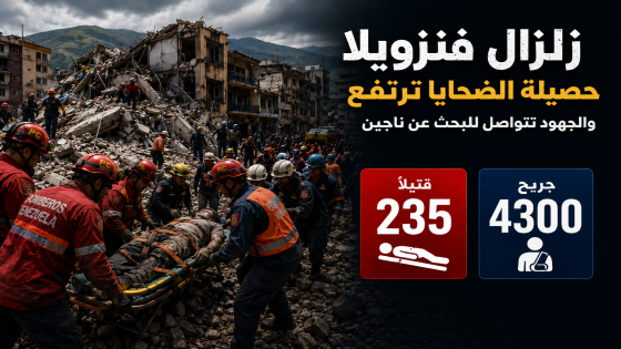 إرتفاع حصيلة ضحايا زلزال فنزويلا إلى 235 قتيلاً وآلاف الجرحى وسط إستمرار عمليات الإنقاذ