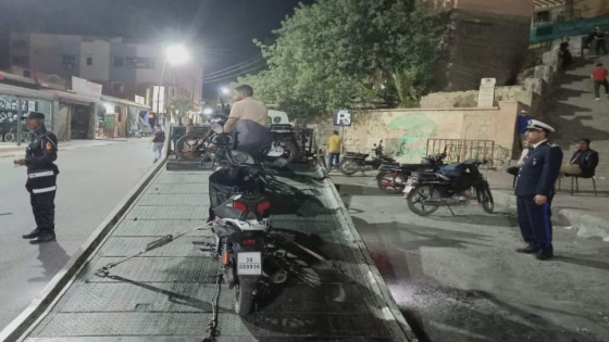 توقيفات وحجز دراجات نارية في حملة أمنية بإمنتانوت للحد من السياقة الإستعراضية